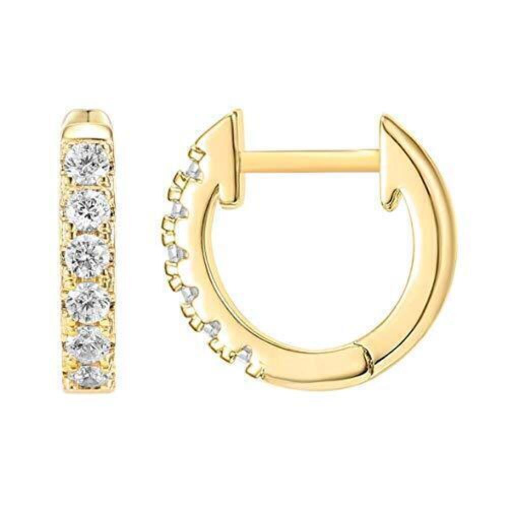 4040 18K Gold Plated 925 Sterling Silver Post Pave Cubic Zirconia Huggie